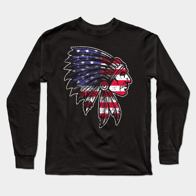 Native American Long Sleeve T-Shirt by Mila46